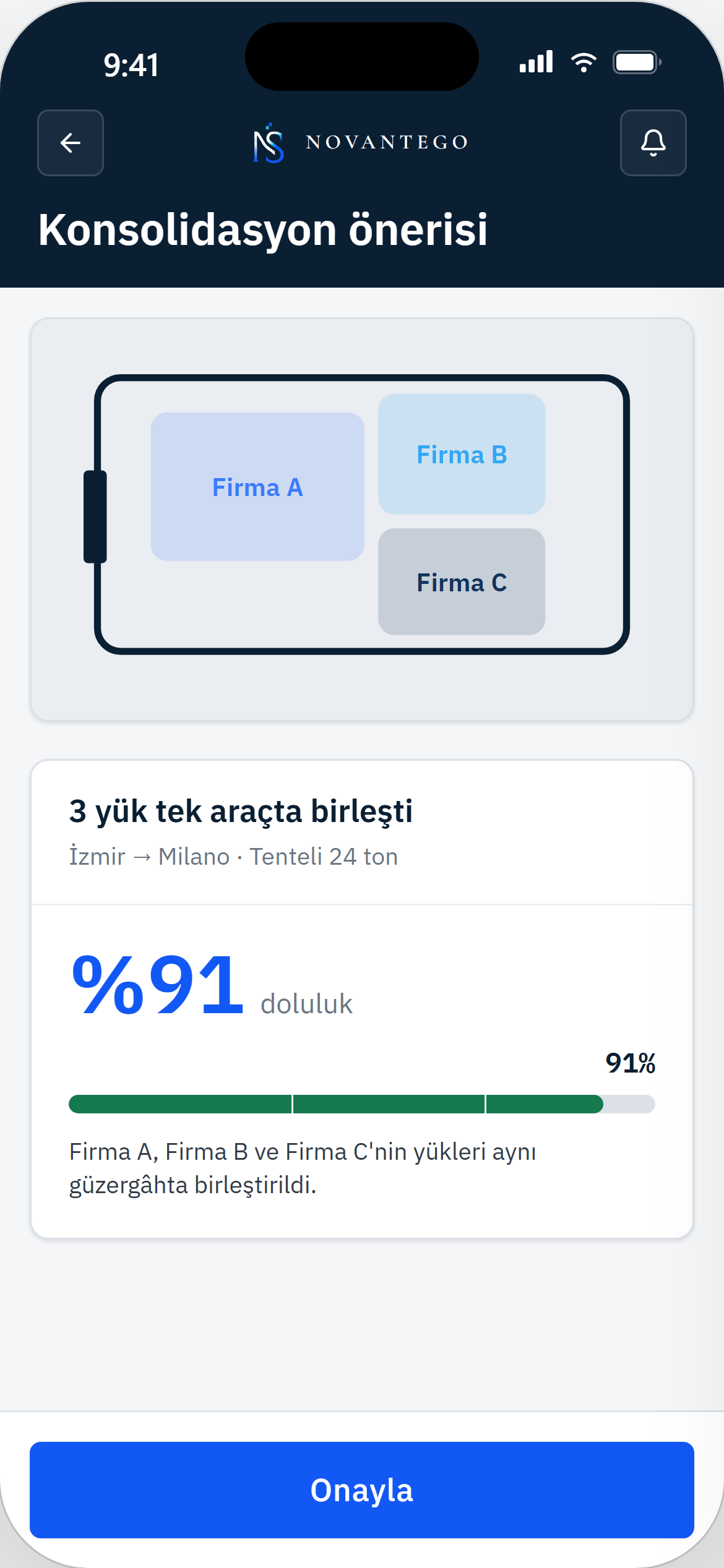 Konsolidasyon önerisi ekranı